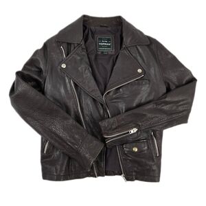 Topman Brown Leather Jacket